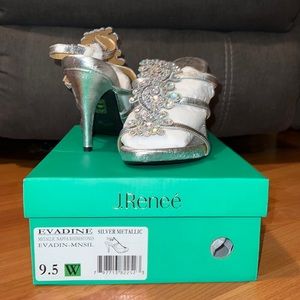 J. Renee Evadine Silver Metallic Heels